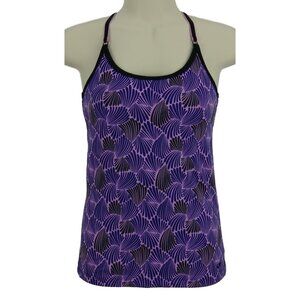 Champion Womens Racerback Top XS Purple & Black Patterned